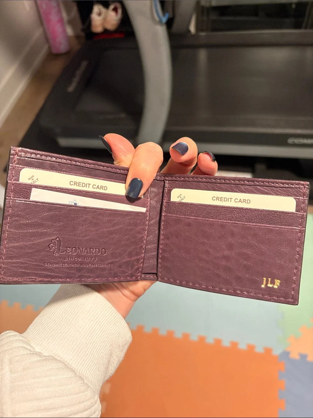 Slim Leather Card Wallet - Plum